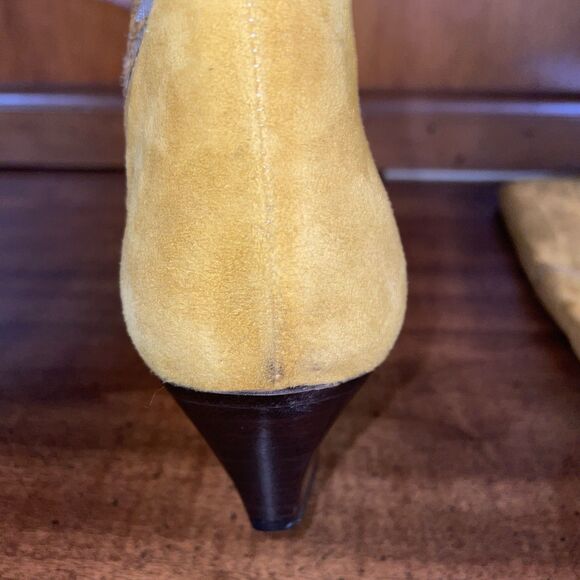 Vintage Andrea Borgini Suede Cowgirl Boots Gold Sheer 80s 90s Italy Sz 6 Western - Picture 12 of 16